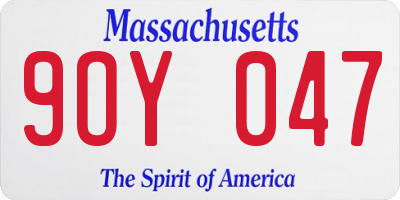 MA license plate 9OY047