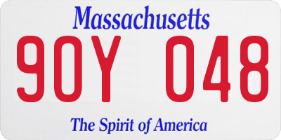 MA license plate 9OY048