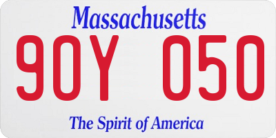 MA license plate 9OY050