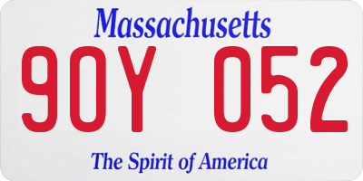 MA license plate 9OY052