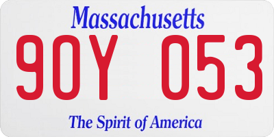 MA license plate 9OY053