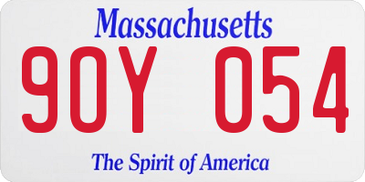 MA license plate 9OY054