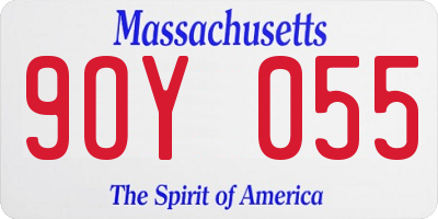 MA license plate 9OY055
