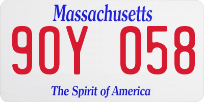 MA license plate 9OY058