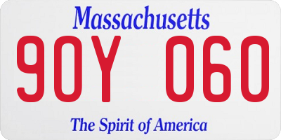 MA license plate 9OY060