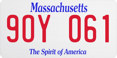 MA license plate 9OY061