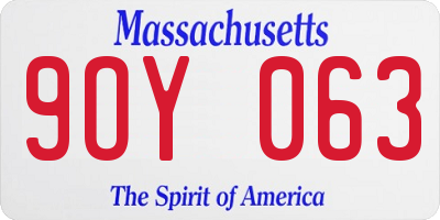 MA license plate 9OY063