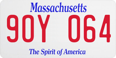 MA license plate 9OY064