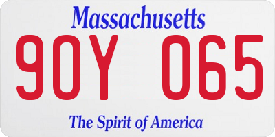 MA license plate 9OY065