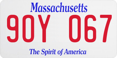 MA license plate 9OY067