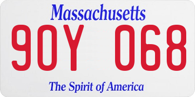 MA license plate 9OY068