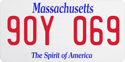 MA license plate 9OY069