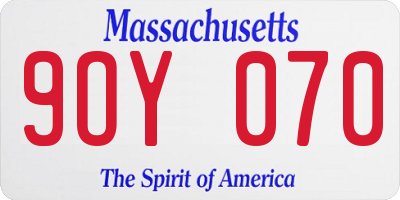 MA license plate 9OY070