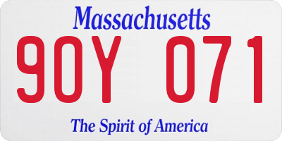MA license plate 9OY071