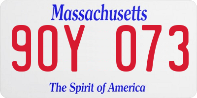 MA license plate 9OY073