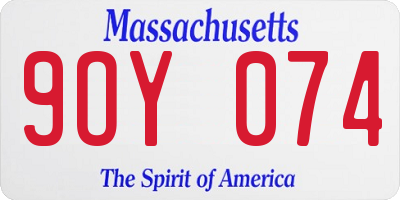 MA license plate 9OY074