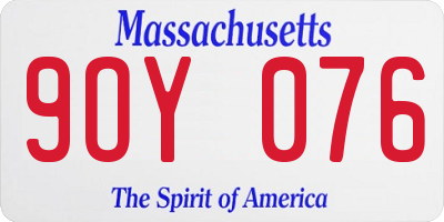 MA license plate 9OY076