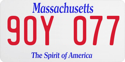 MA license plate 9OY077