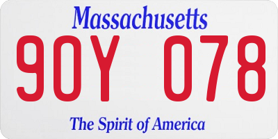 MA license plate 9OY078