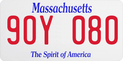 MA license plate 9OY080