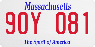 MA license plate 9OY081