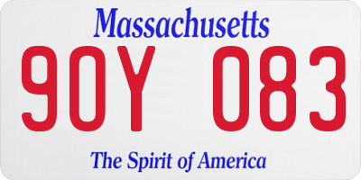 MA license plate 9OY083