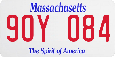 MA license plate 9OY084