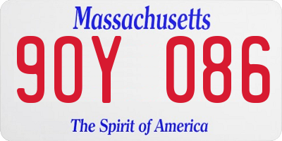 MA license plate 9OY086