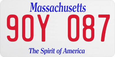MA license plate 9OY087