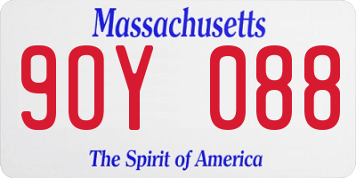 MA license plate 9OY088