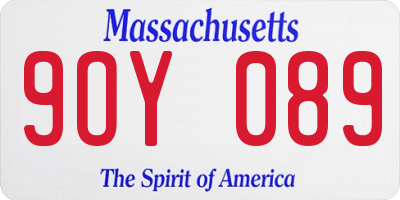 MA license plate 9OY089