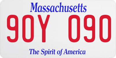 MA license plate 9OY090