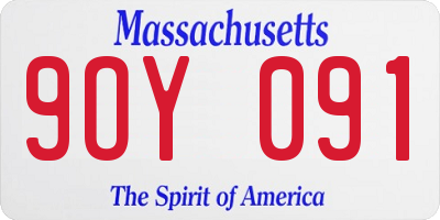 MA license plate 9OY091