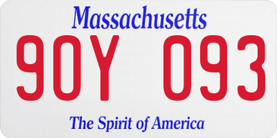 MA license plate 9OY093