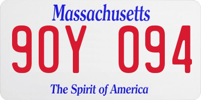 MA license plate 9OY094