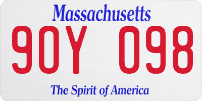 MA license plate 9OY098