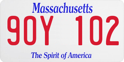 MA license plate 9OY102