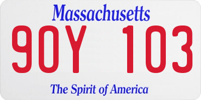 MA license plate 9OY103