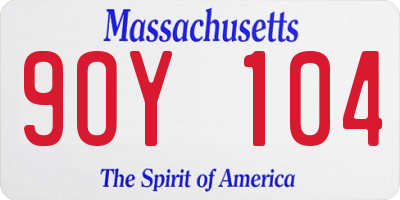 MA license plate 9OY104