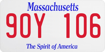 MA license plate 9OY106
