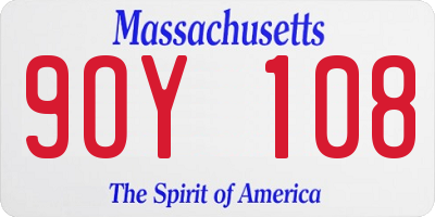 MA license plate 9OY108