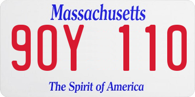 MA license plate 9OY110