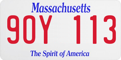 MA license plate 9OY113
