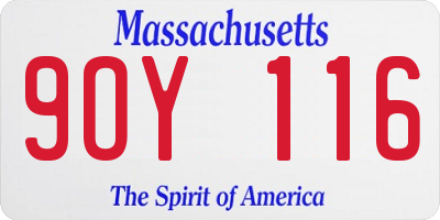 MA license plate 9OY116
