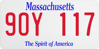 MA license plate 9OY117