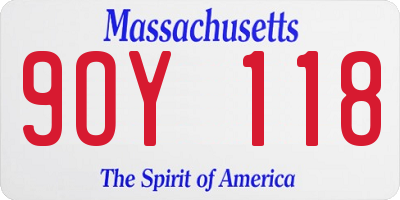 MA license plate 9OY118