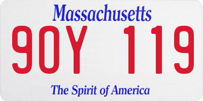 MA license plate 9OY119