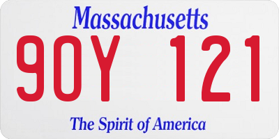 MA license plate 9OY121