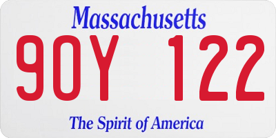MA license plate 9OY122