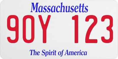 MA license plate 9OY123